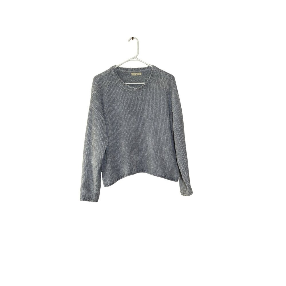 La Hearts Heathered Cropped Boxy Crewneck Sweater Soft Knit Casual Pullover M